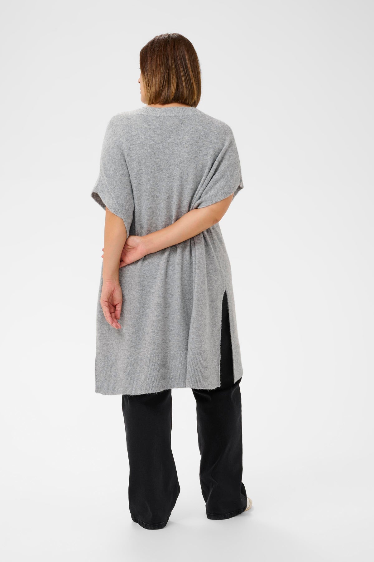 Kaffe Curve Annett Poncho in Light Grey
