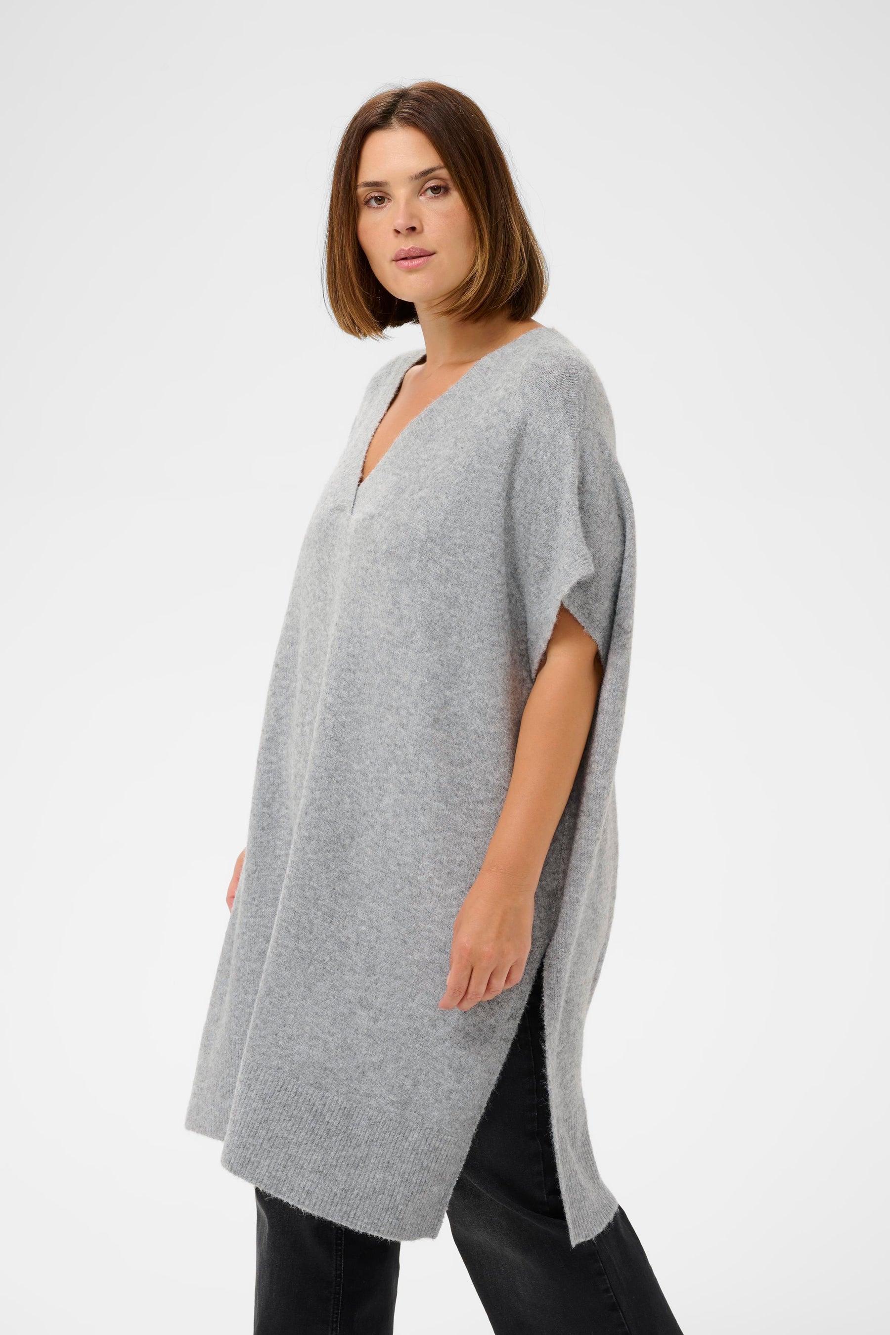 Kaffe Curve Annett Poncho in Light Grey
