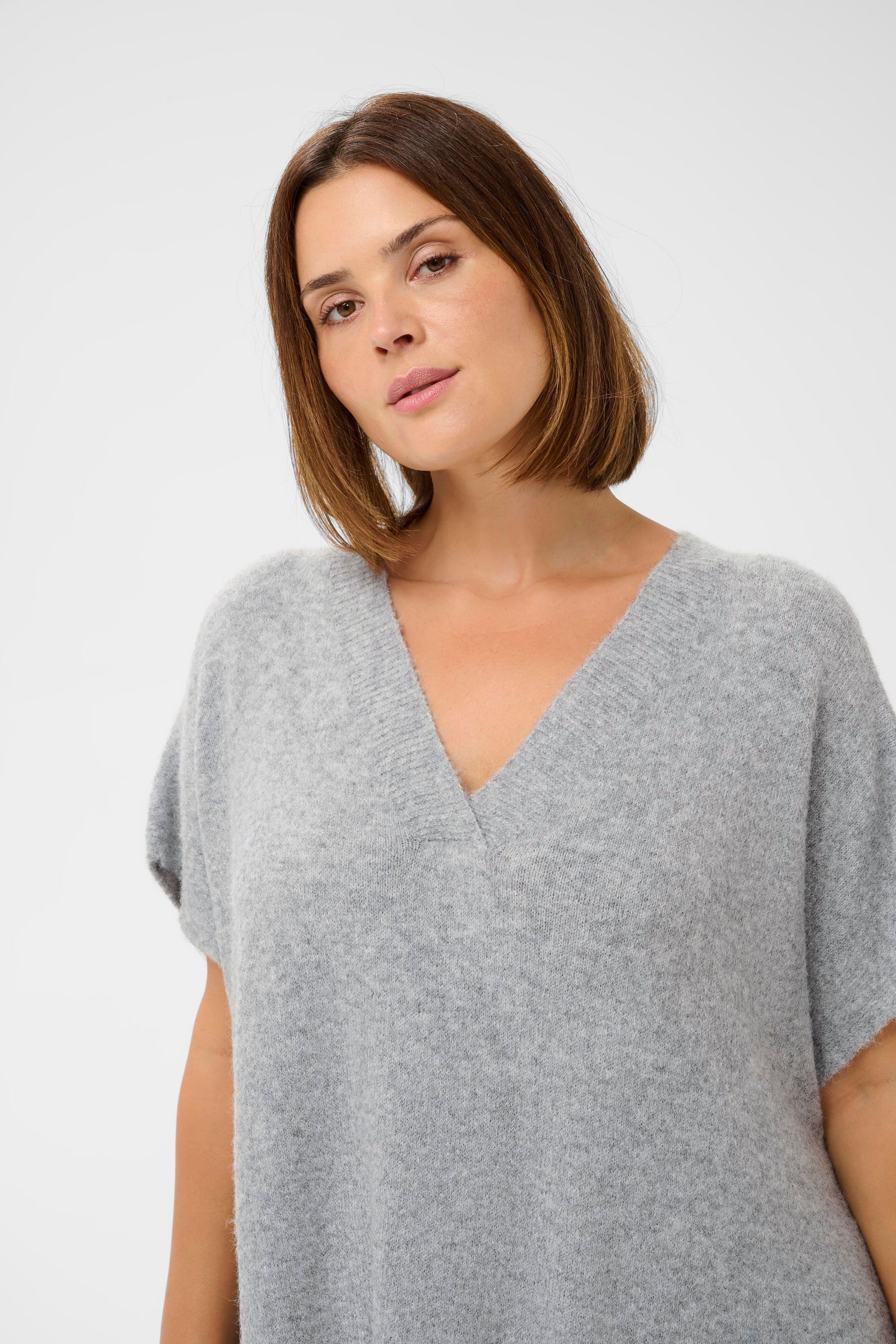Kaffe Curve Annett Poncho in Light Grey