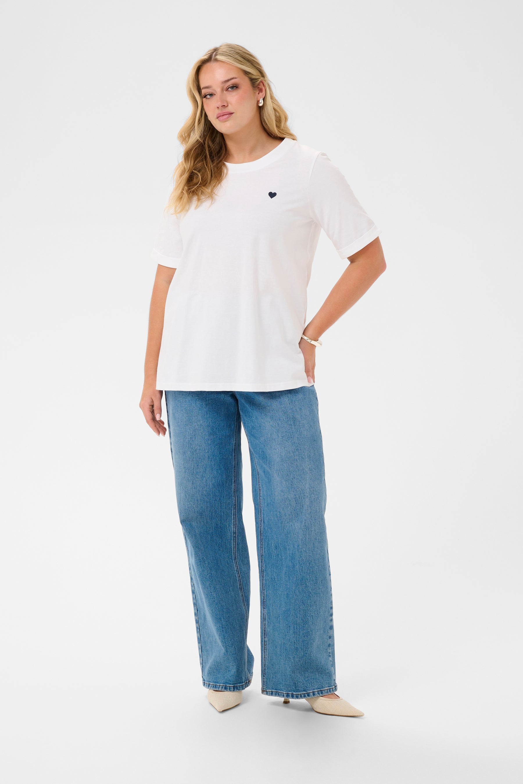 Kaffe Curve Art T-Shirt in White  
