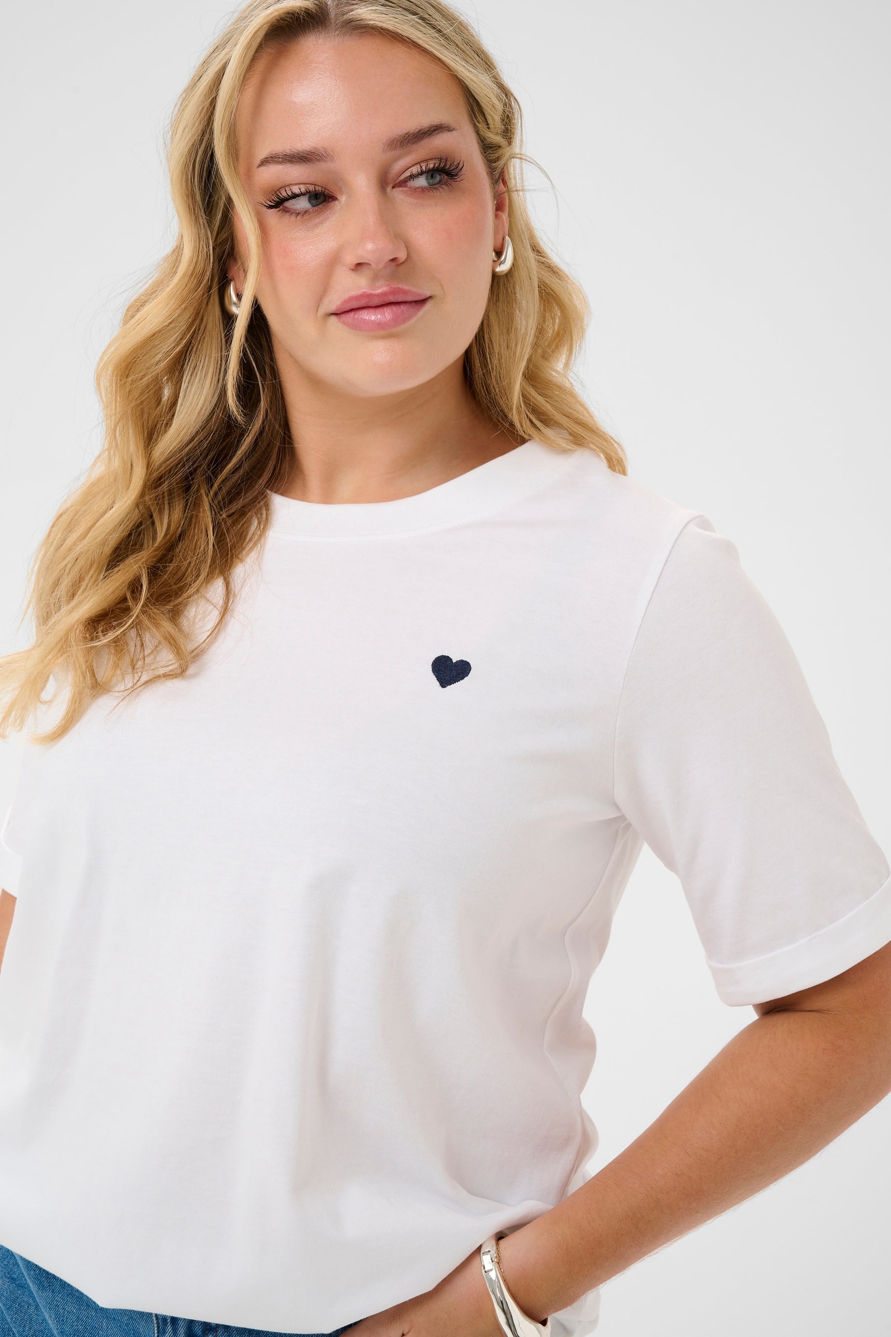 Kaffe Curve Art T-Shirt in White  