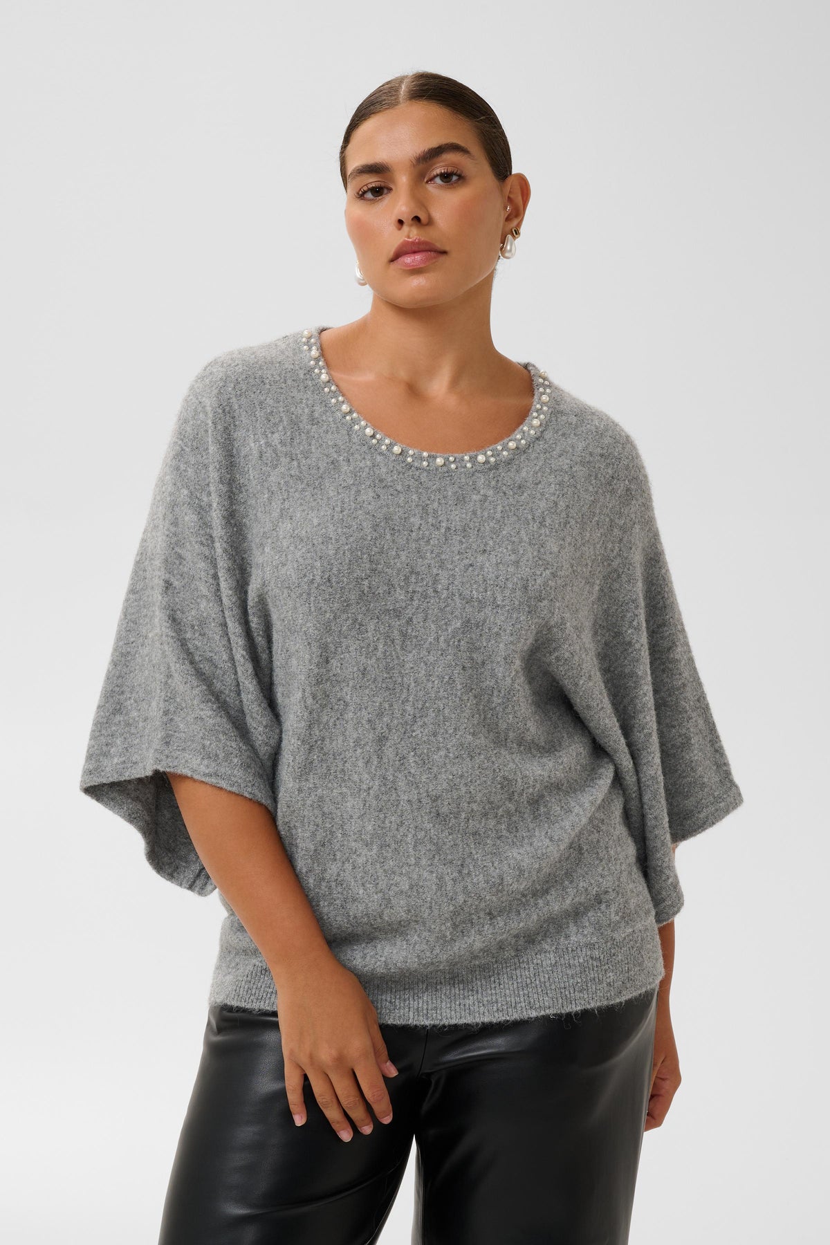 Kaffe Curve Bettie Knit Top in Grey 