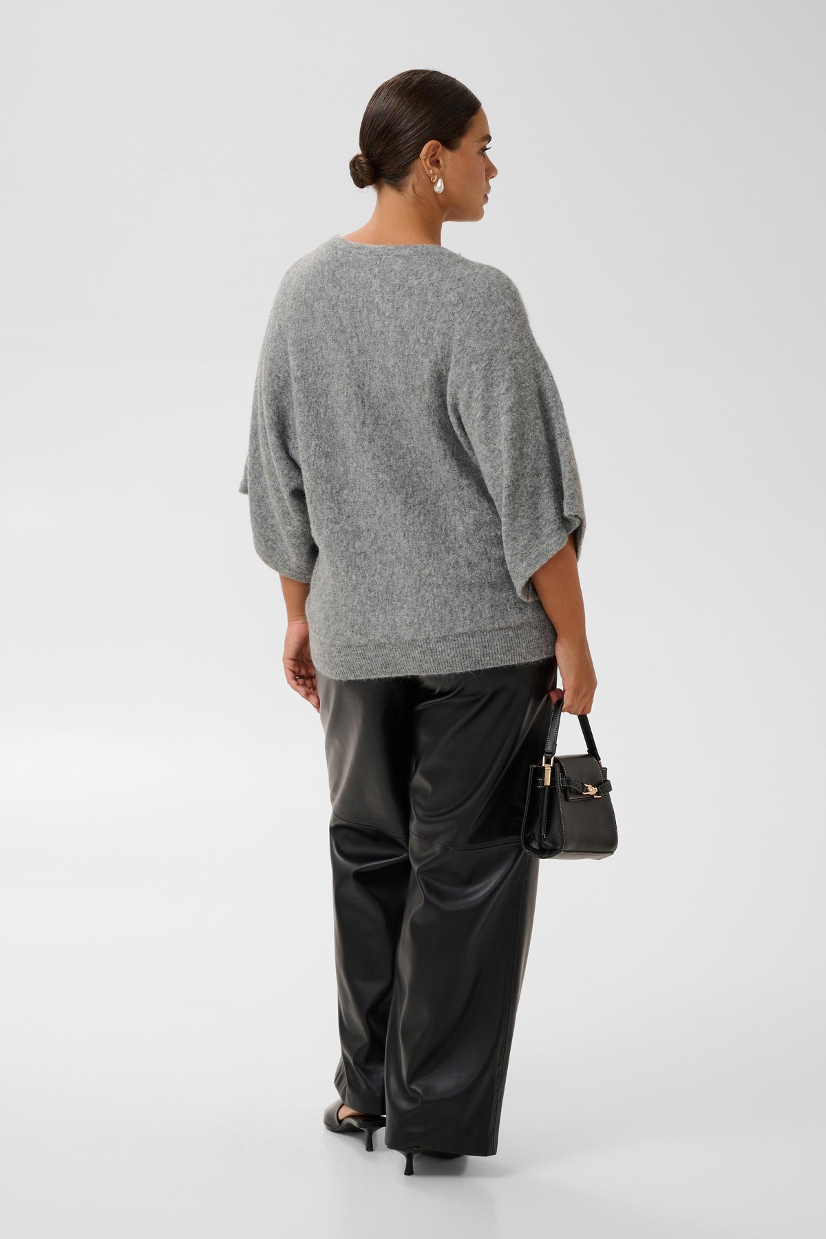 Kaffe Curve Bettie Knit Top in Grey 