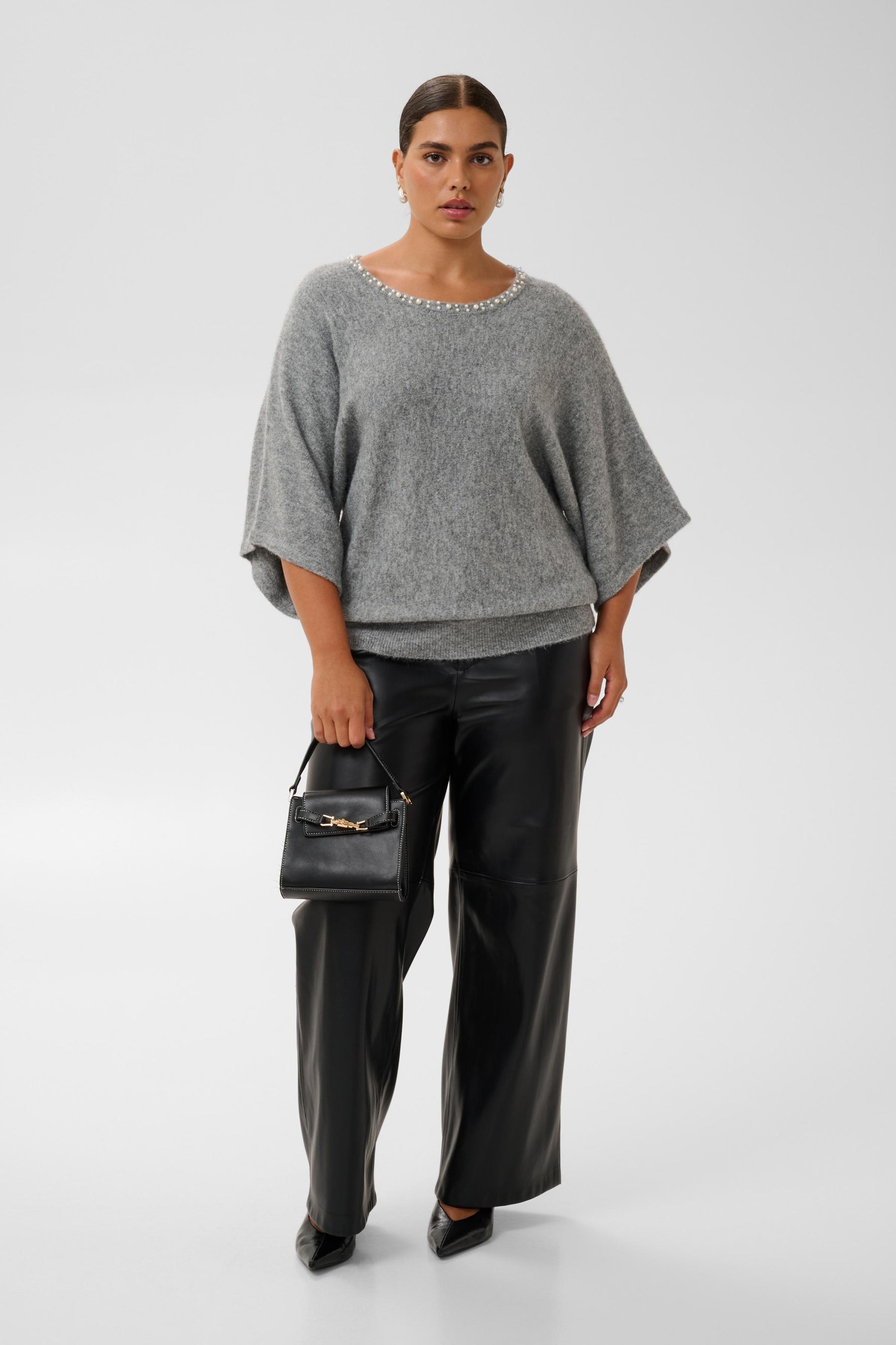 Kaffe Curve Bettie Knit Top in Grey 