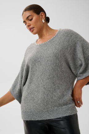 Kaffe Curve Bettie Knit Top in Grey 