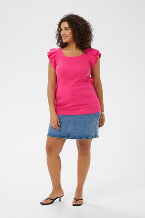 Kaffe Curve Carina Flounce Top in Fuchsia 