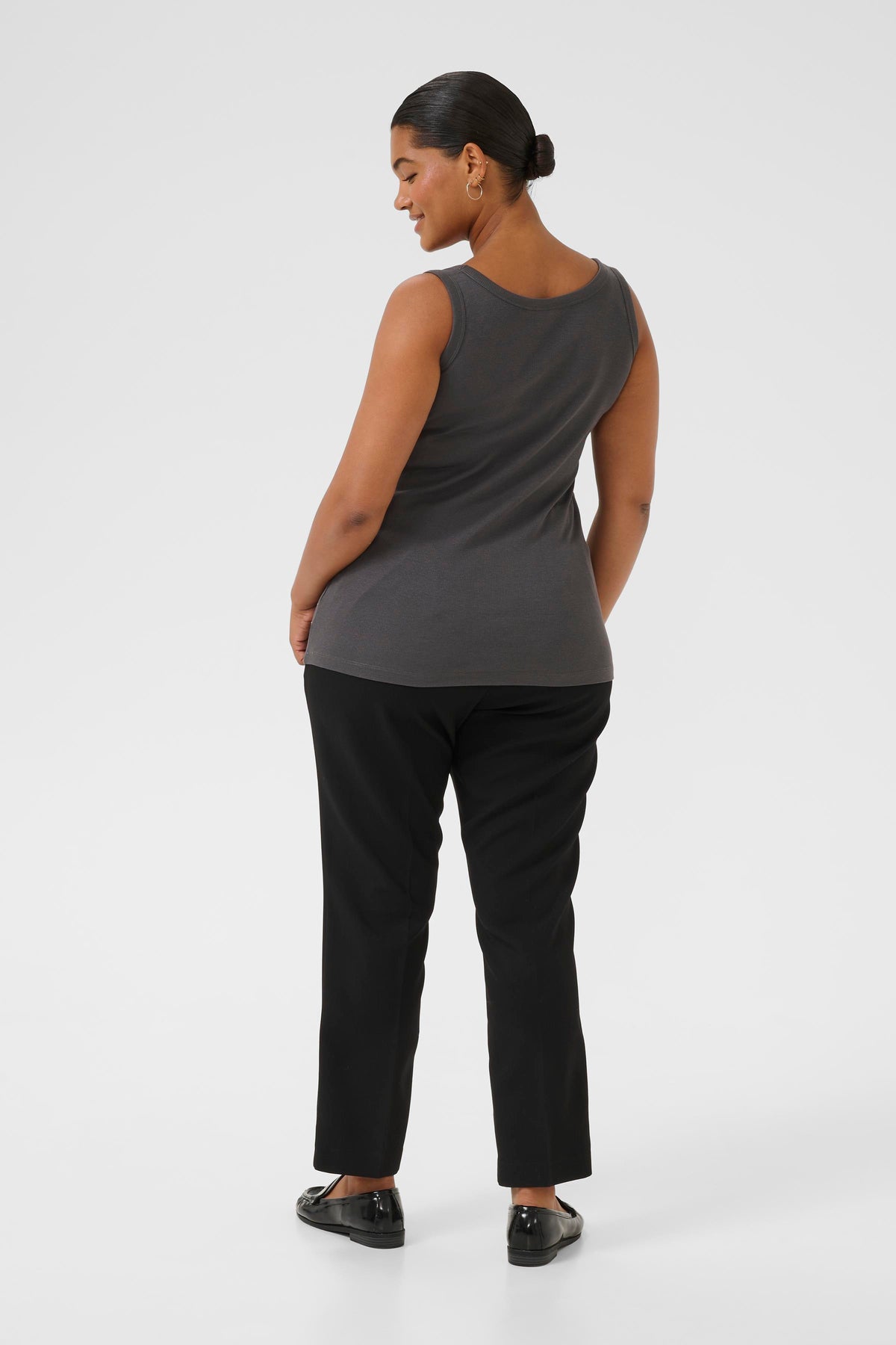 Kaffe Curve Carina Rhinestone Vest Top in Grey