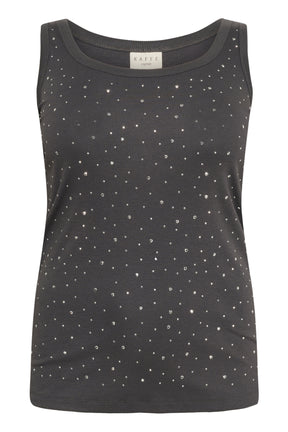 Kaffe Curve Carina Rhinestone Vest Top in Grey