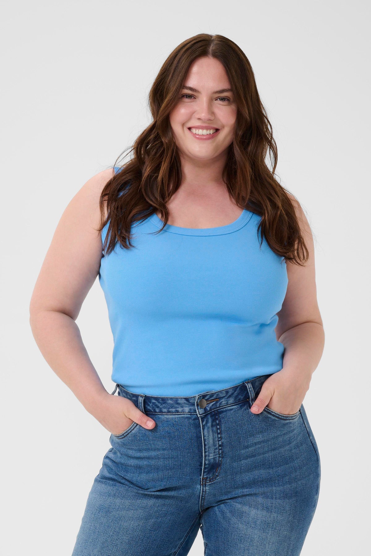 Kaffe Curve Carina Vest Top in Azure Blue