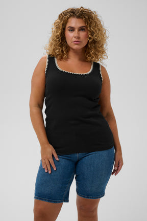 Kaffe Curve Carina Vest Top in Black With Edging 