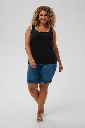 Kaffe Curve Carina Vest Top in Black With Edging 