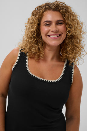 Kaffe Curve Carina Vest Top in Black With Edging 