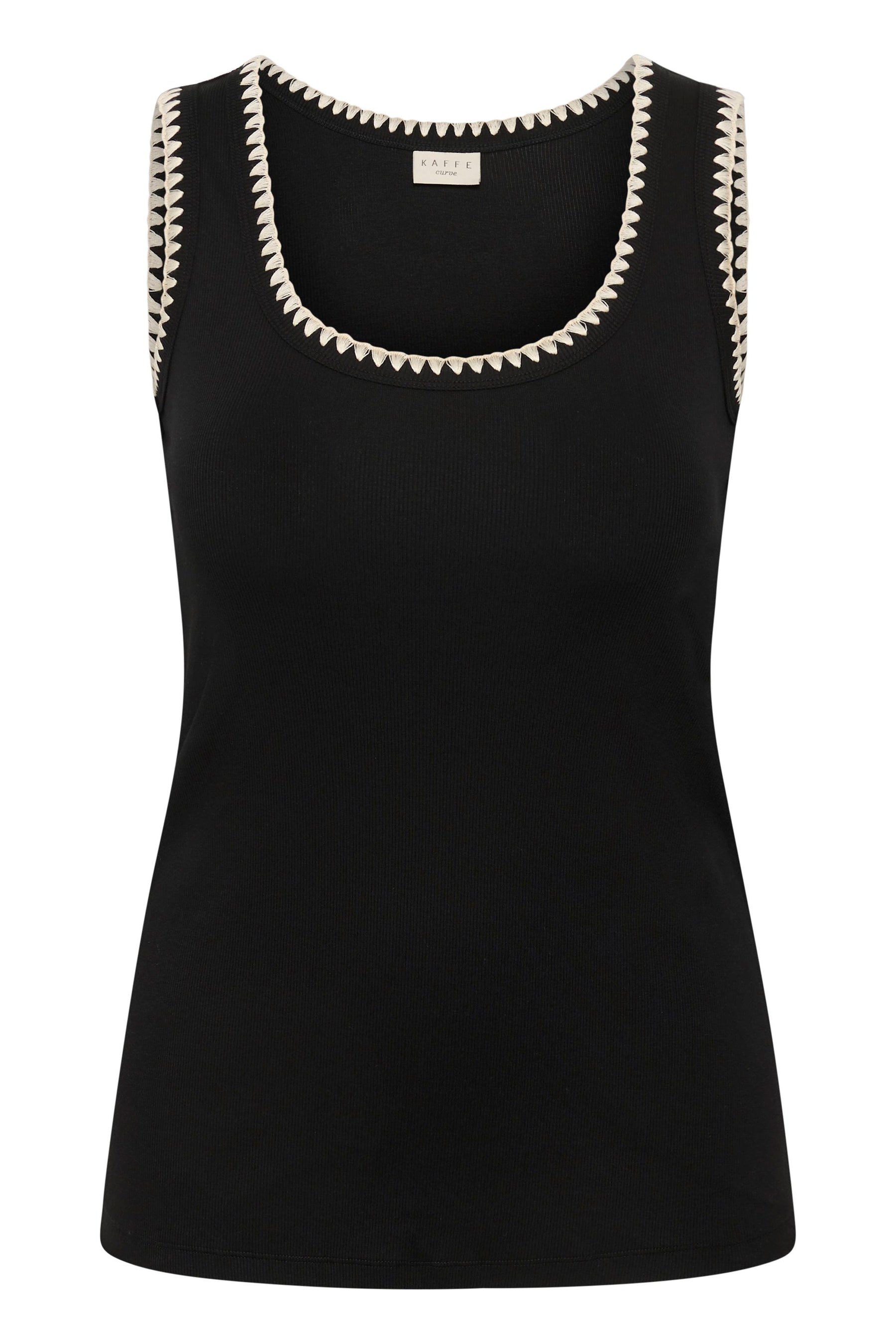 Kaffe Curve Carina Vest Top in Black With Edging 
