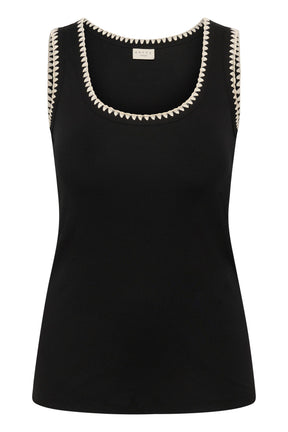 Kaffe Curve Carina Vest Top in Black With Edging 
