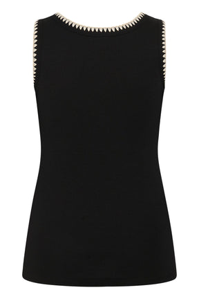 Kaffe Curve Carina Vest Top in Black With Edging 