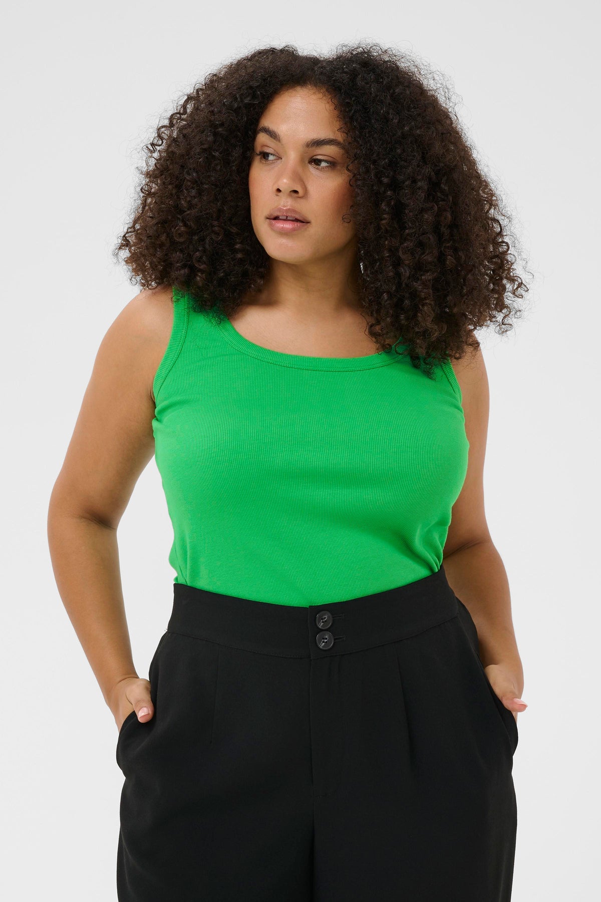 Kaffe Curve Carina Vest Top in Bright Green 