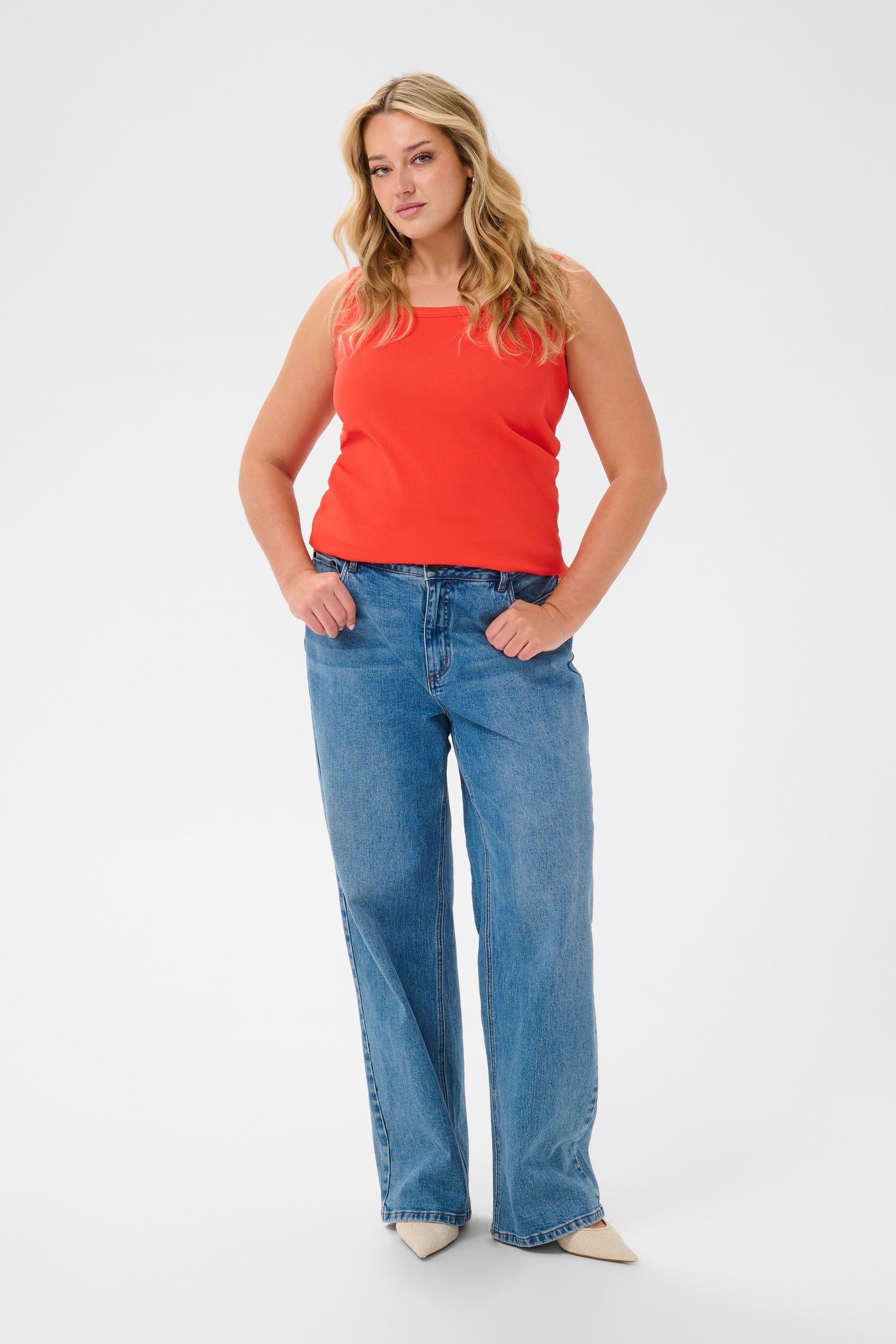 Kaffe Curve Carina Vest Top in Poppy Red 