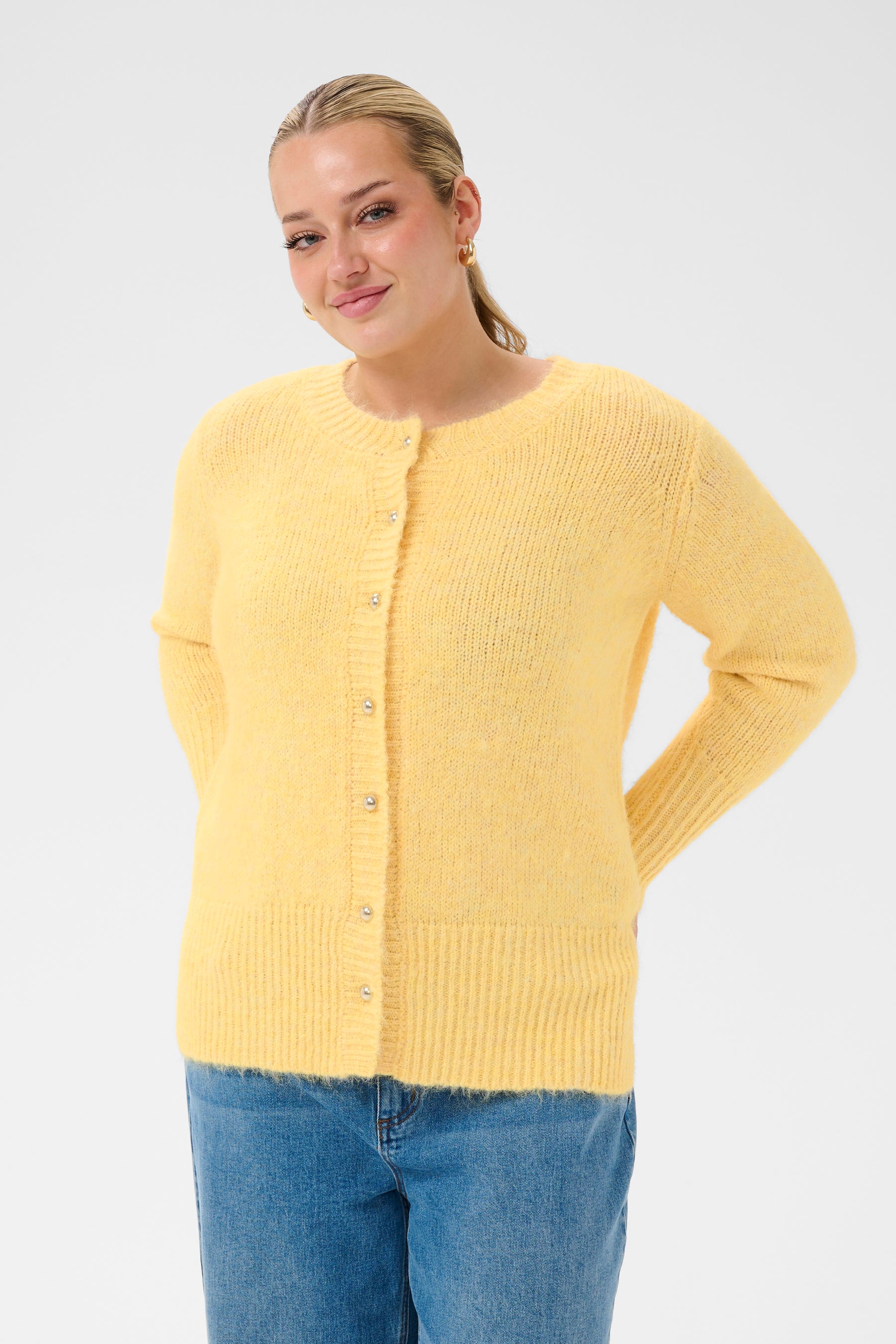 Kaffe Curve Ciony Cardigan in Yellow 