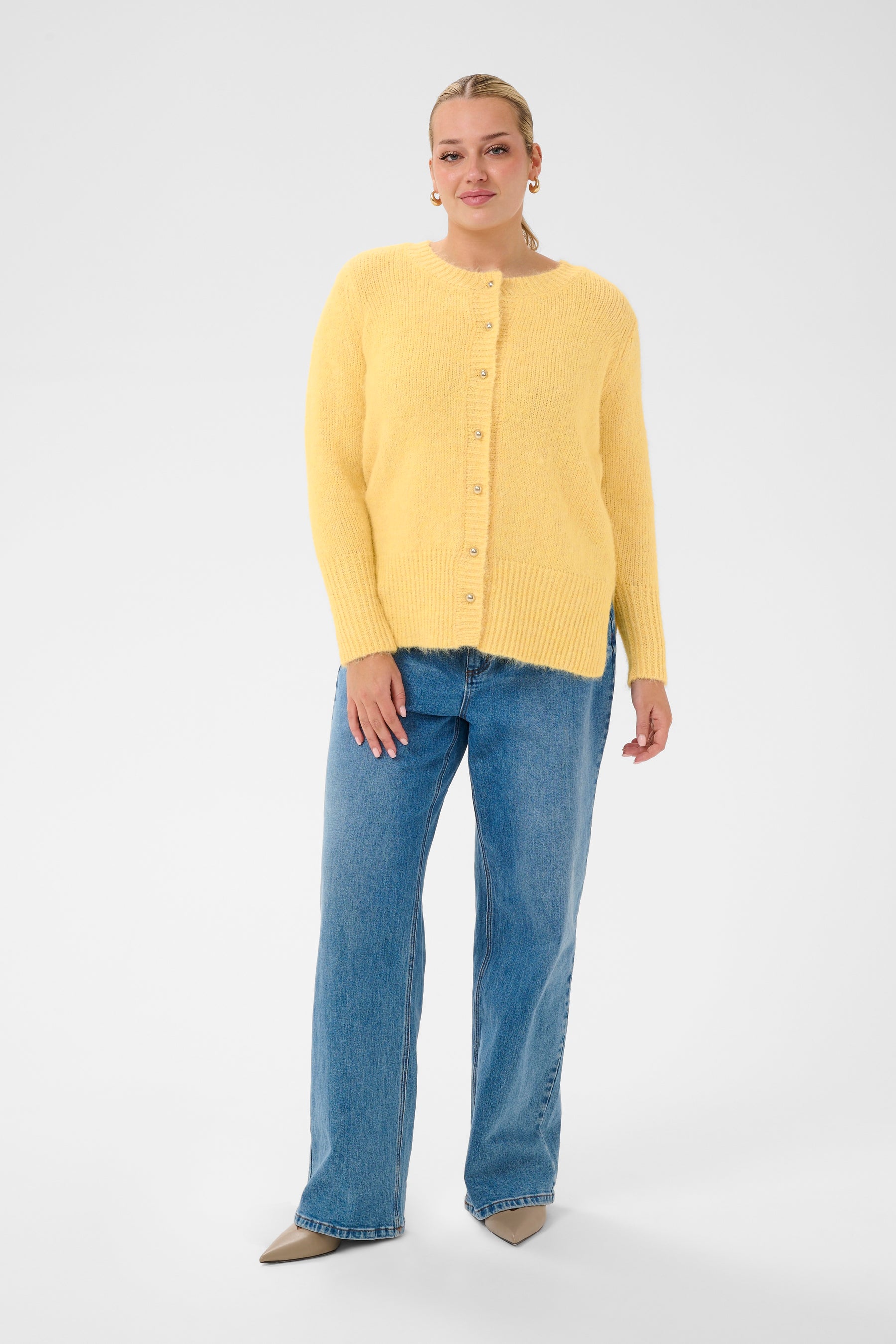 Kaffe Curve Ciony Cardigan in Yellow 