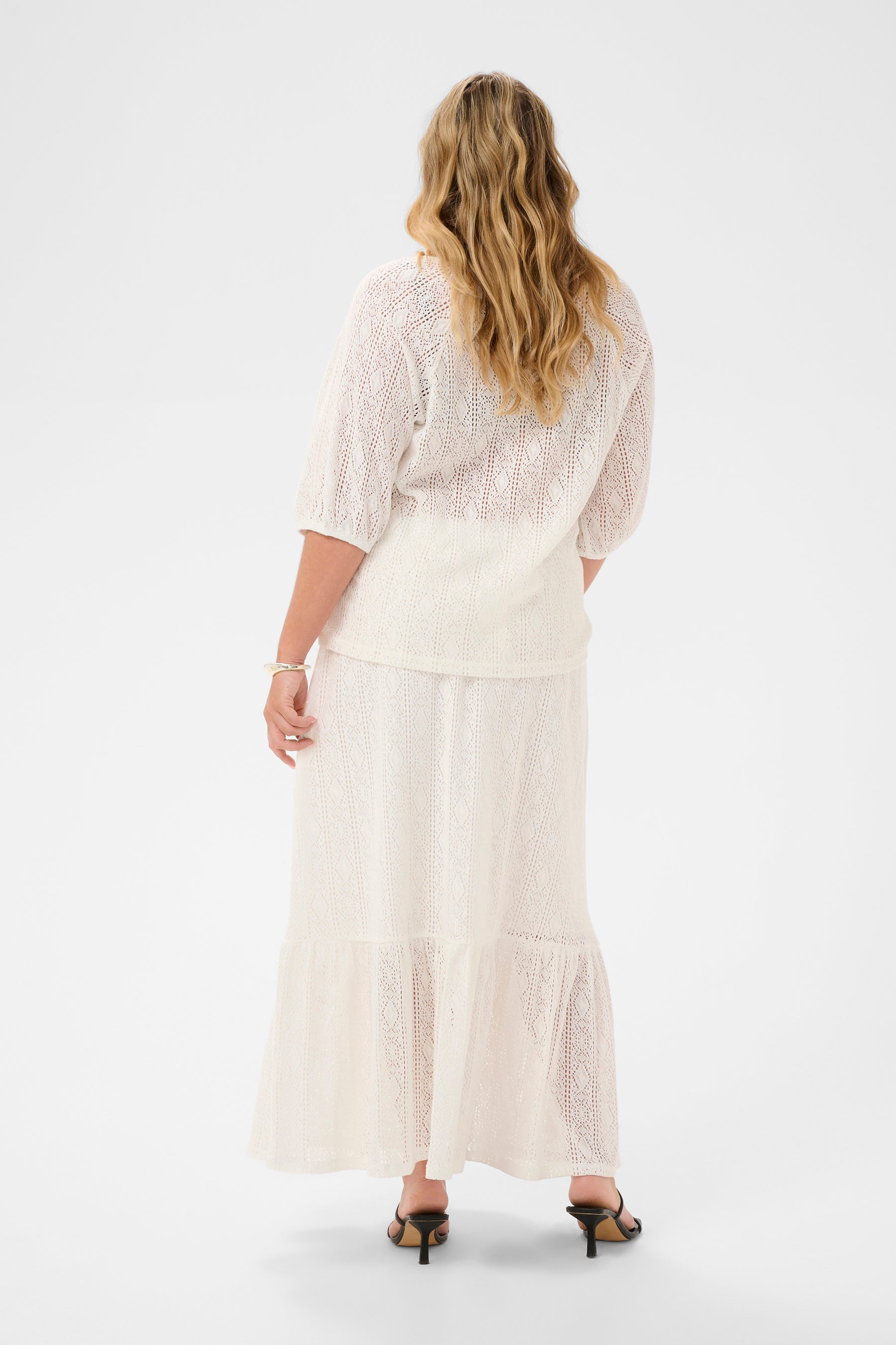 Kaffe Curve Dana Lace Blouse in White