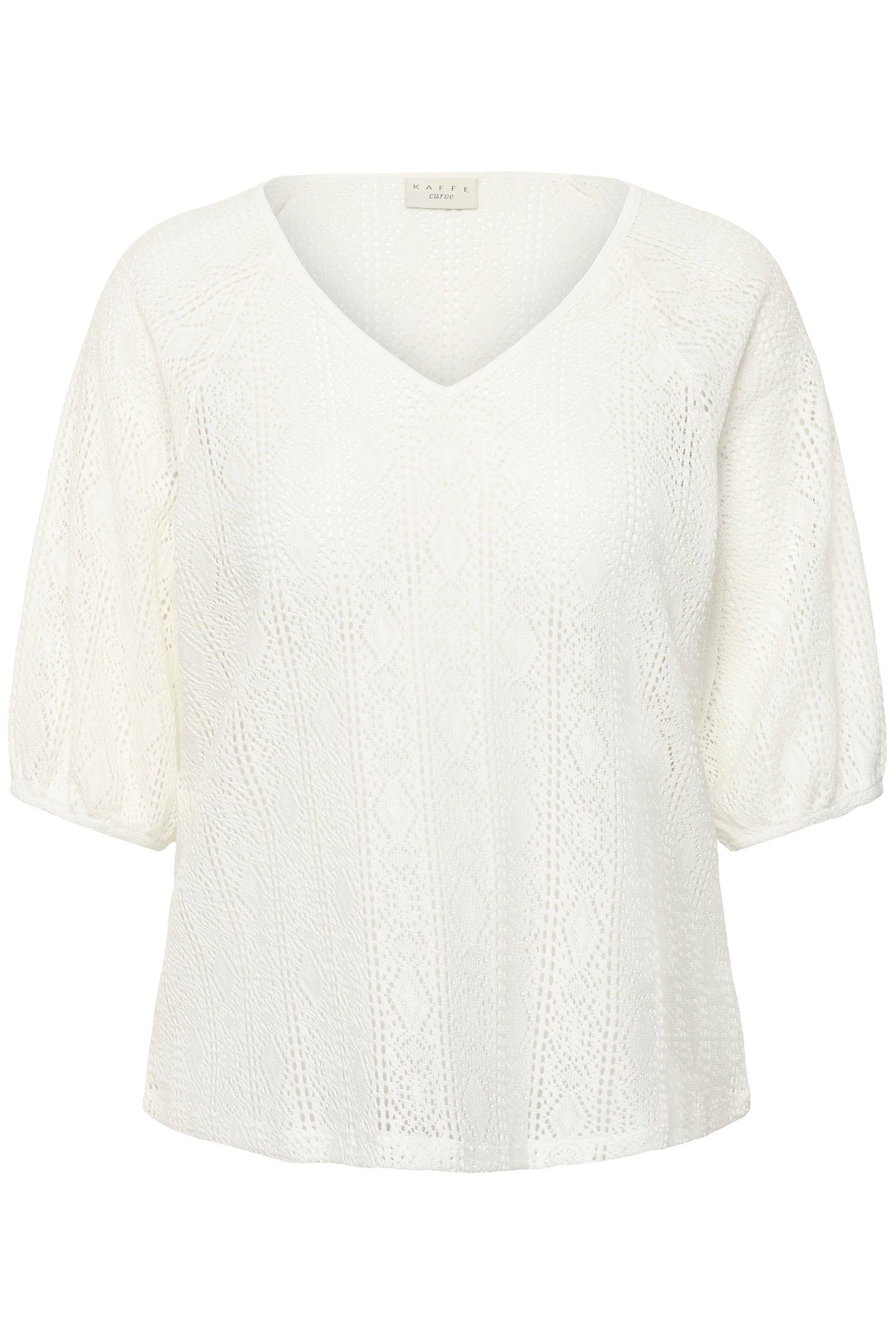 Kaffe Curve Dana Lace Blouse in White 