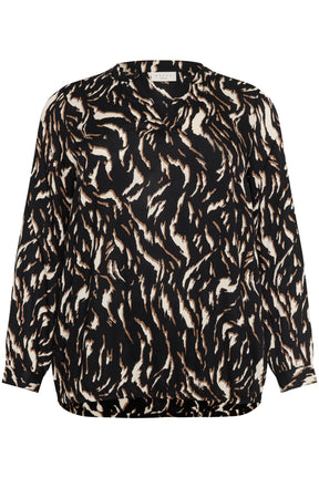 Kaffe Curve Diana Blouse in Black Tiger Print 