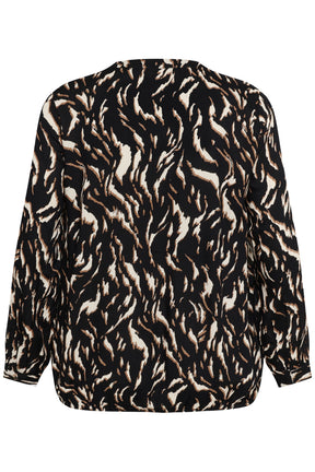Kaffe Curve Diana Blouse in Black Tiger Print