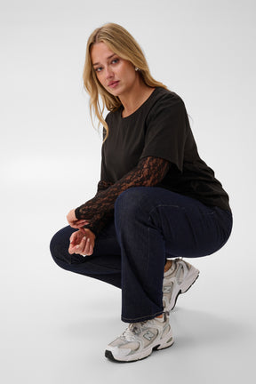 Kaffe Curve Dori T-Shirt in Black. 
