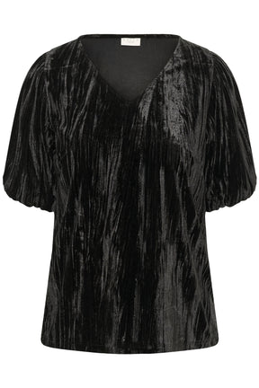 Black textured blouse on a white background