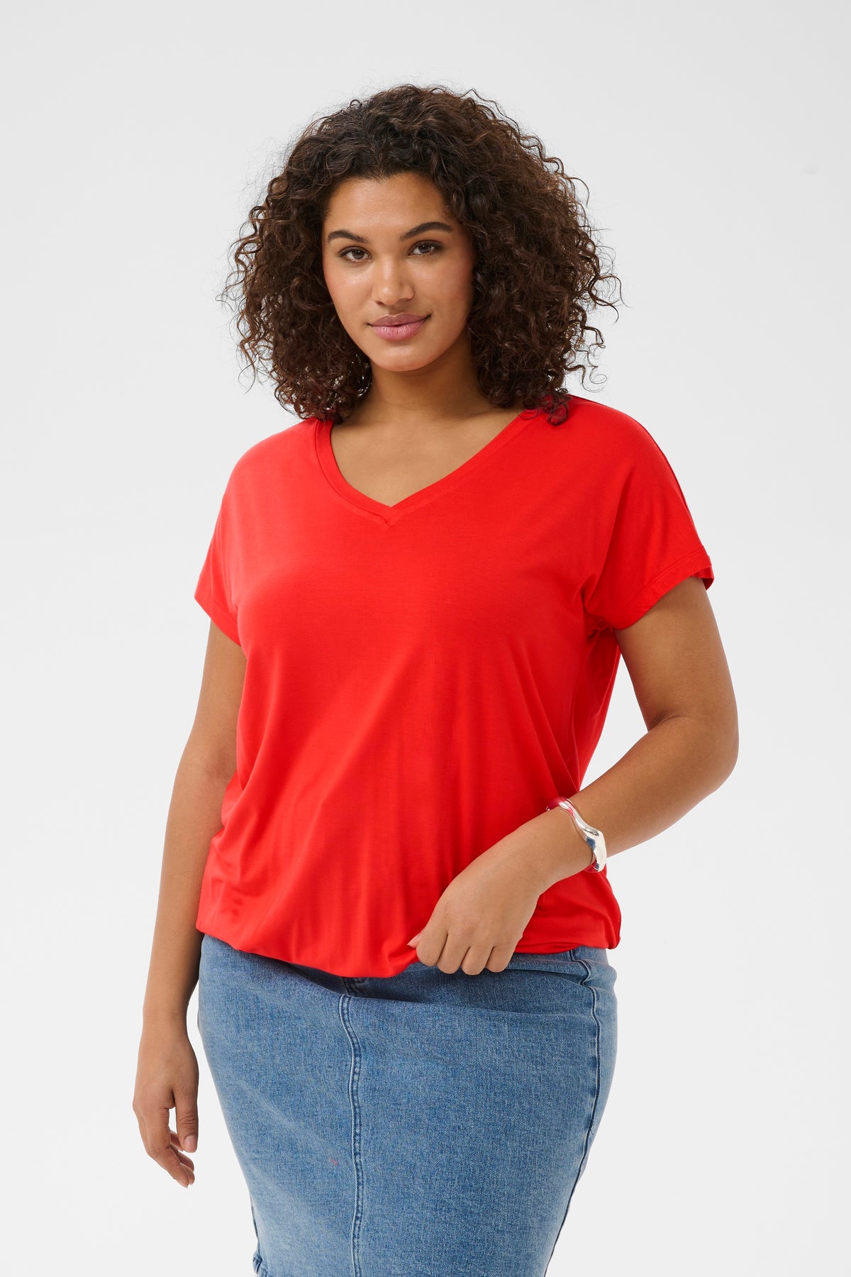 Kaffe Curve Jena T-Shirt in Poppy Red 
