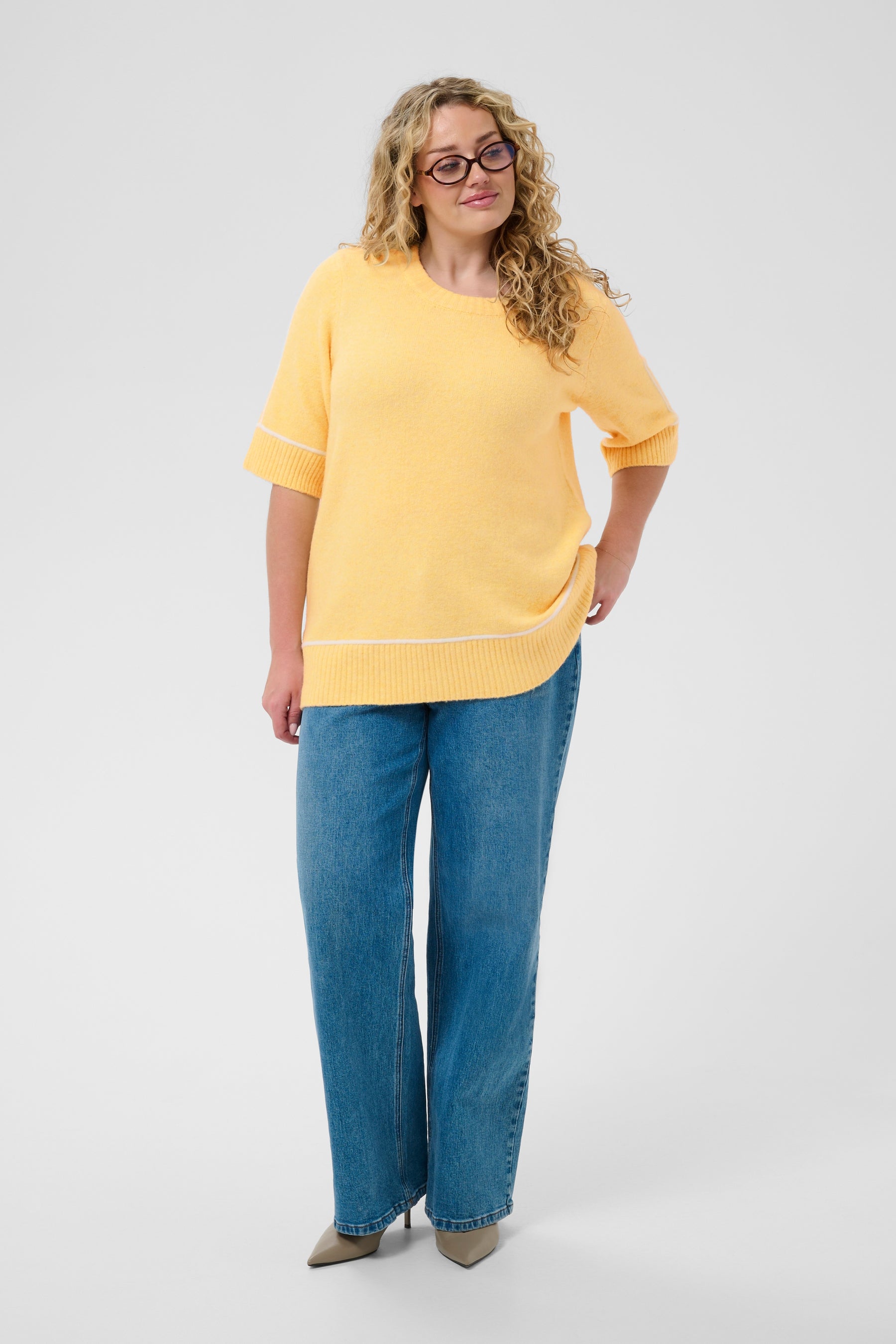Kaffe Curve Jinga Knit Top in Yellow 
