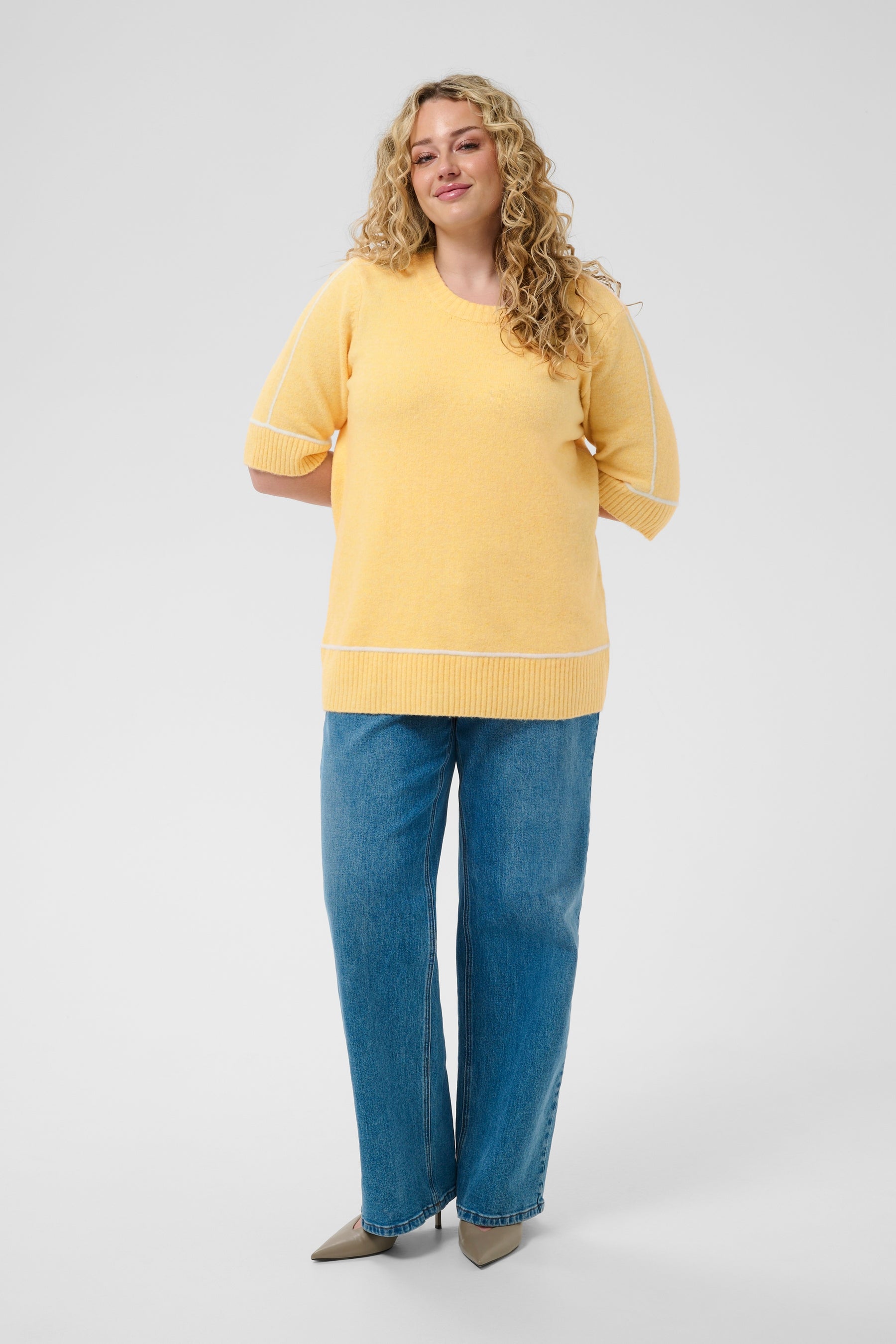 Kaffe Curve Jinga Knit Top in Yellow 