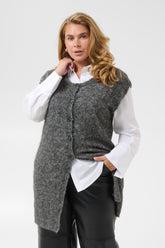Kaffe Curve Jordi Sleeveless Cardigan in Grey 