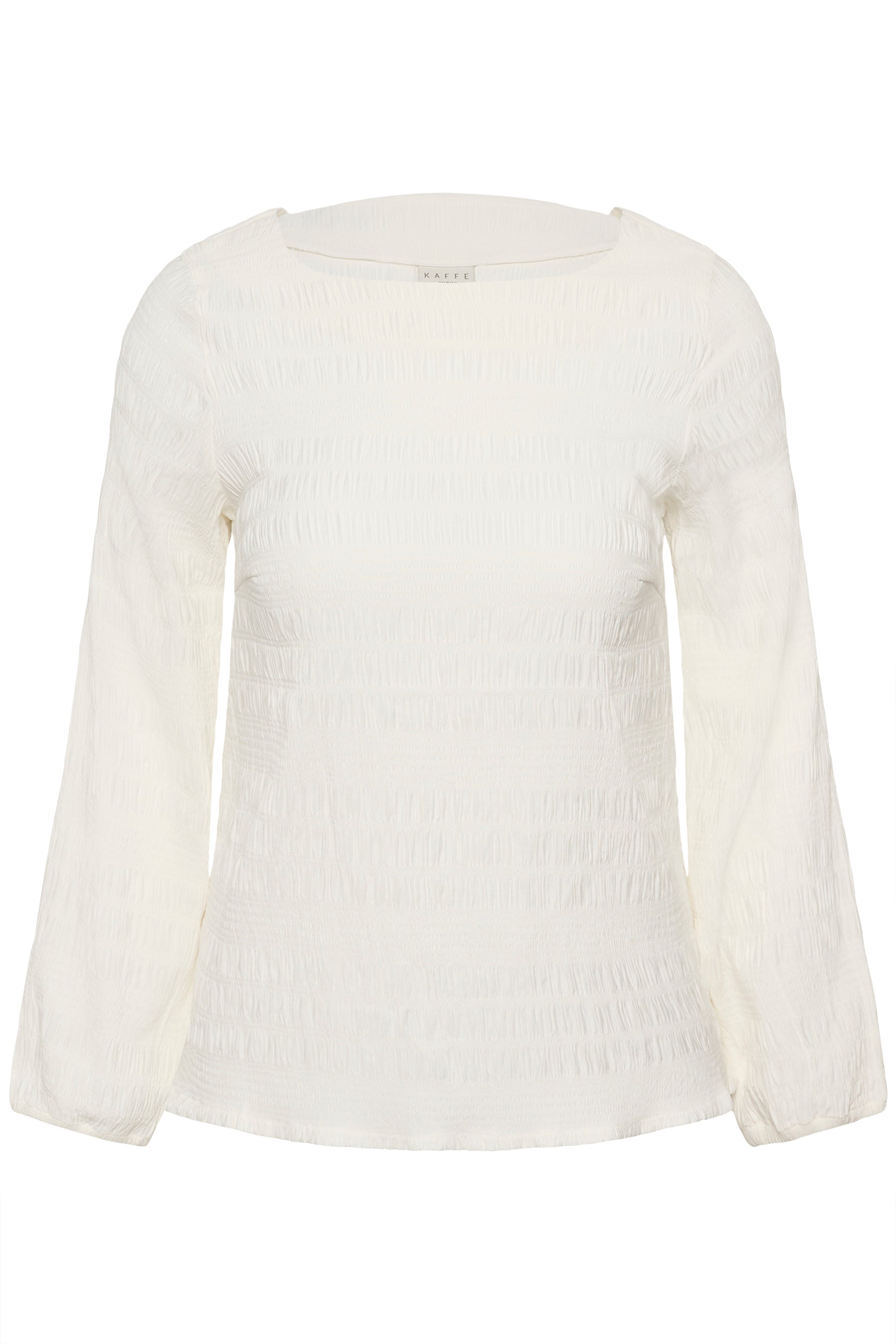 Kaffe Curve Jourtney Blouse in White, front view, on a white background