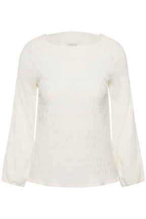 Kaffe Curve Jourtney Blouse in White, front view, on a white background