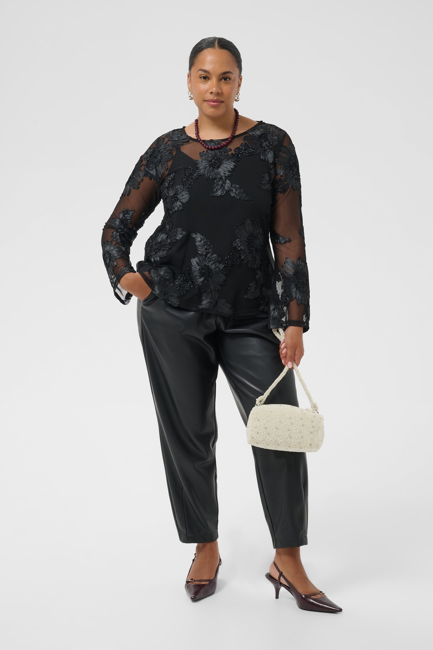 Kaffe Curve Juliana Lace Top in Black 