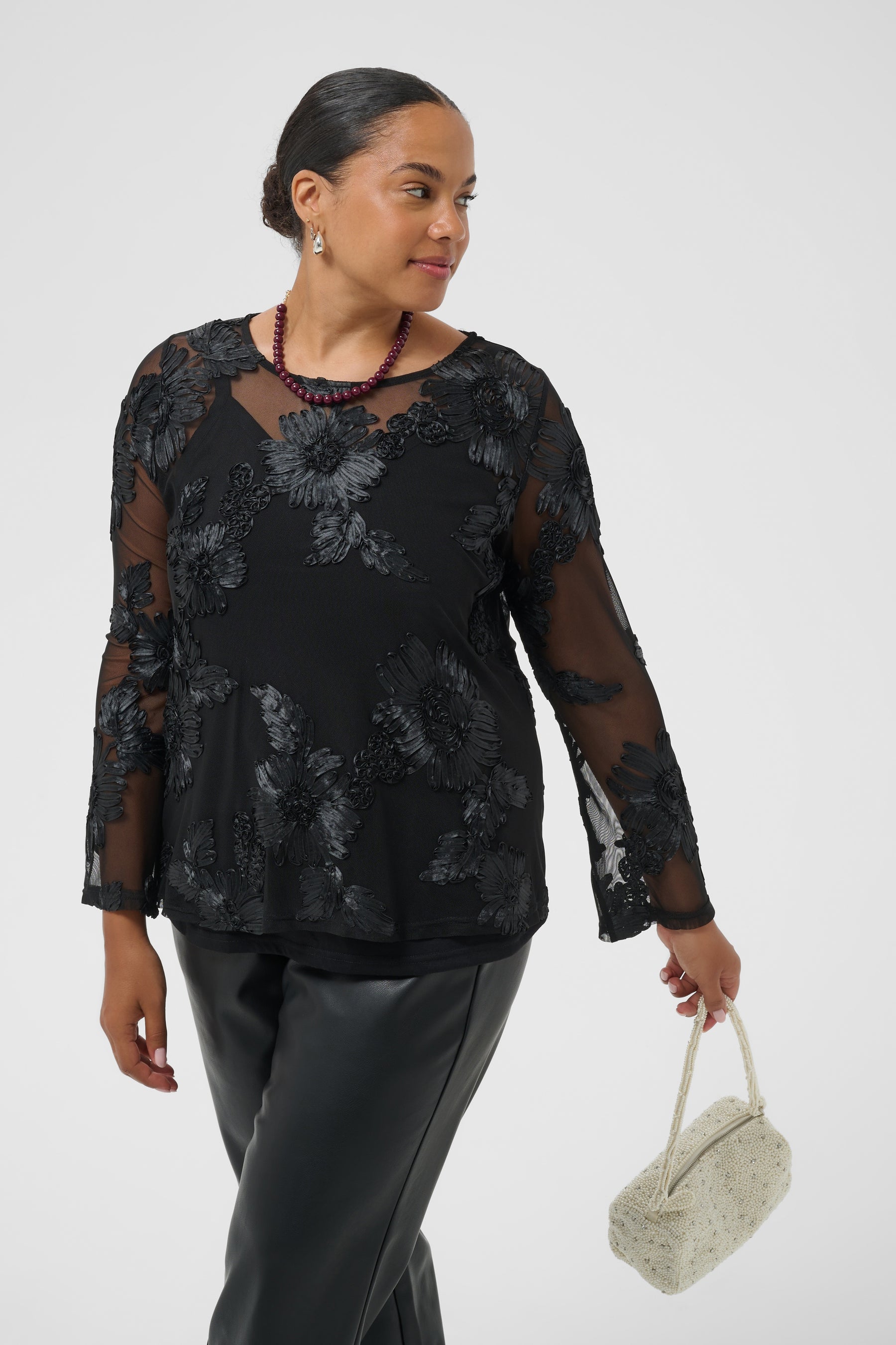 Kaffe Curve Juliana Lace Top in Black 