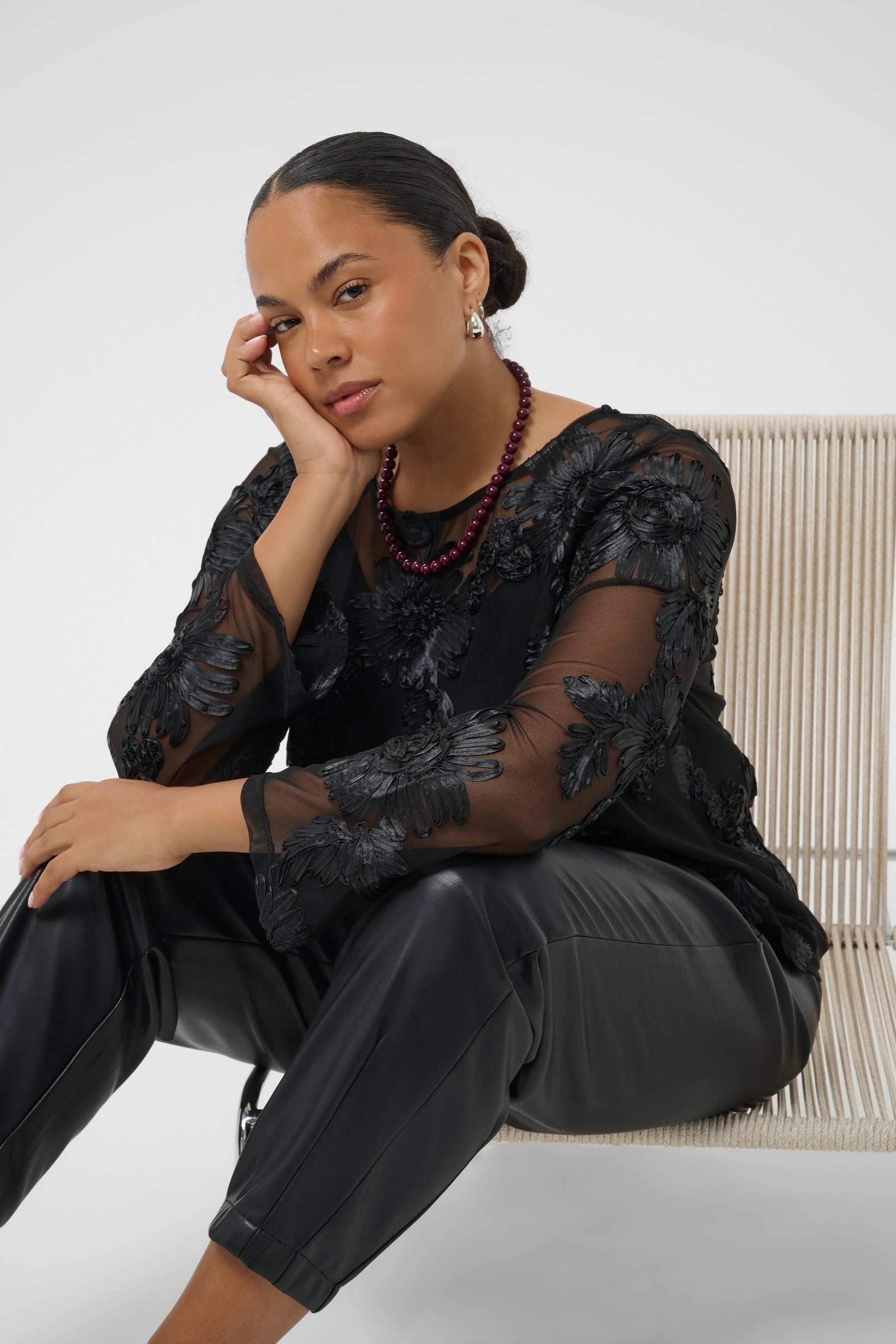 Kaffe Curve Juliana Lace Top in Black 
