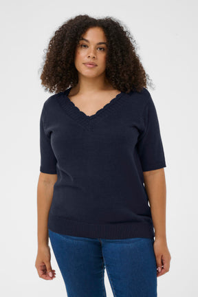 Kaffe Curve Leani Knit Top in Navy 