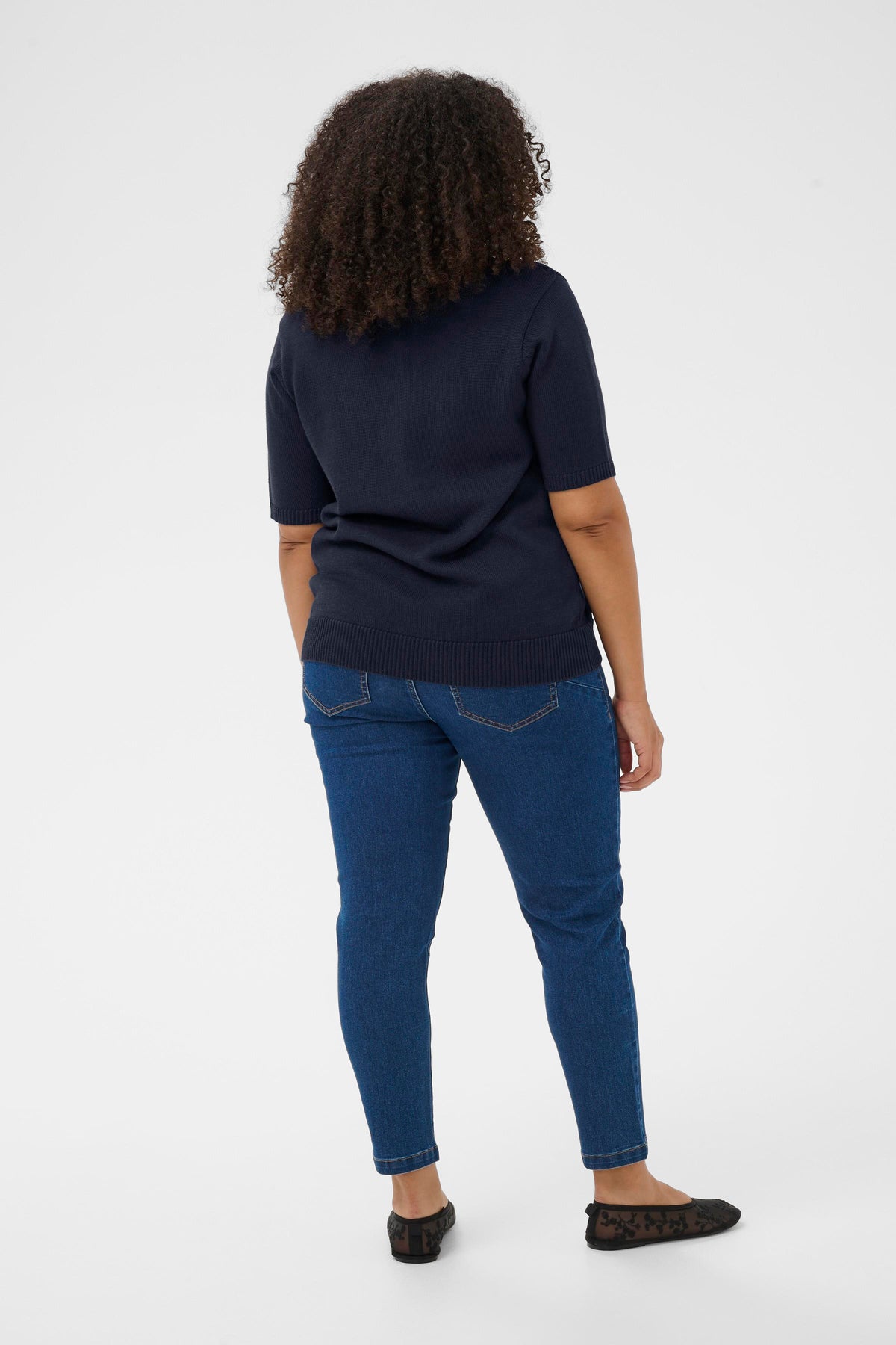 Kaffe Curve Leani Knit Top in Navy 