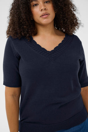 Kaffe Curve Leani Knit Top in Navy 