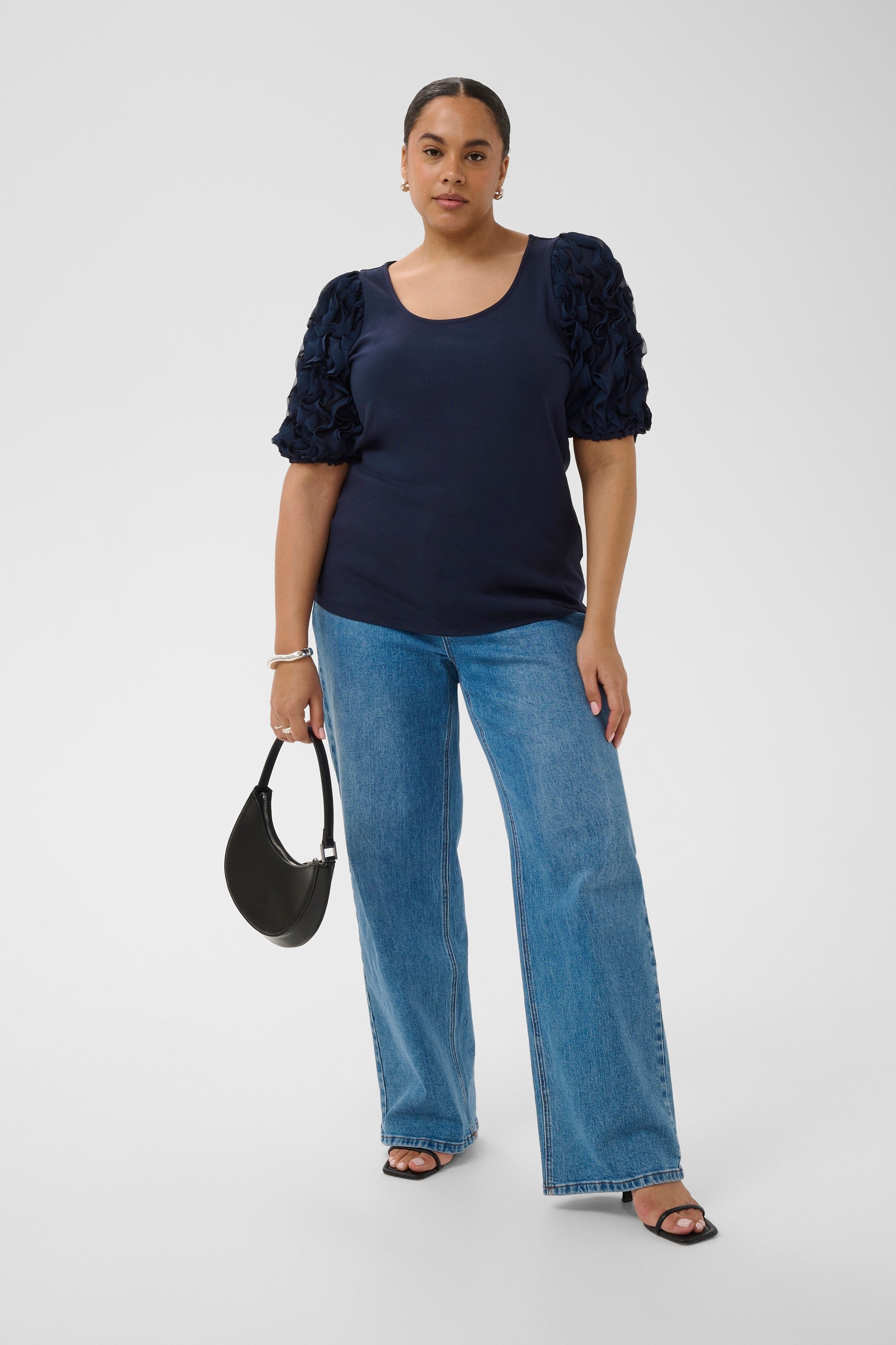 Kaffe Curve Linda T-Shirt in Navy 