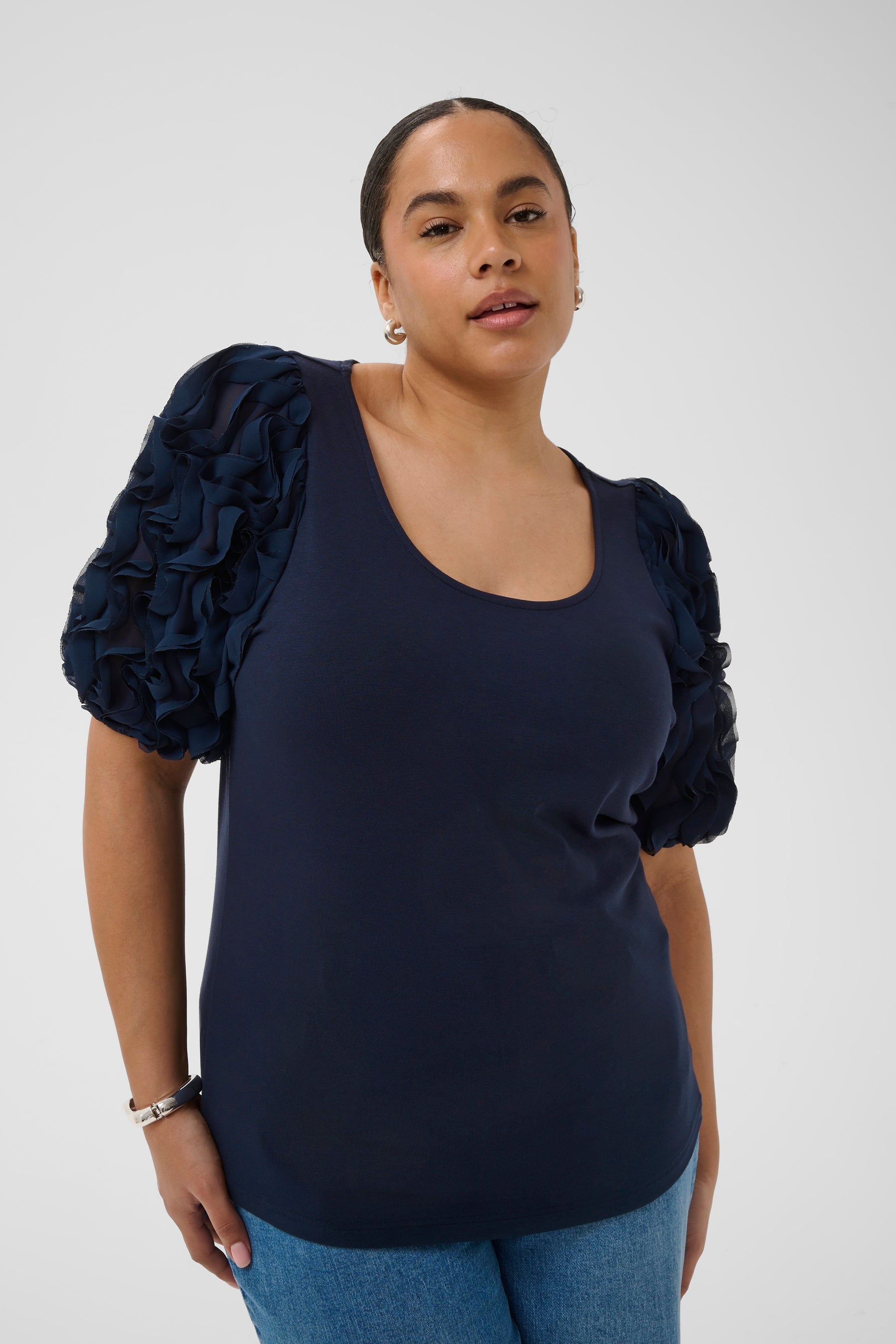 Kaffe Curve Linda T-Shirt in Navy 