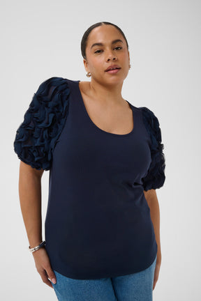 Kaffe Curve Linda T-Shirt in Navy 