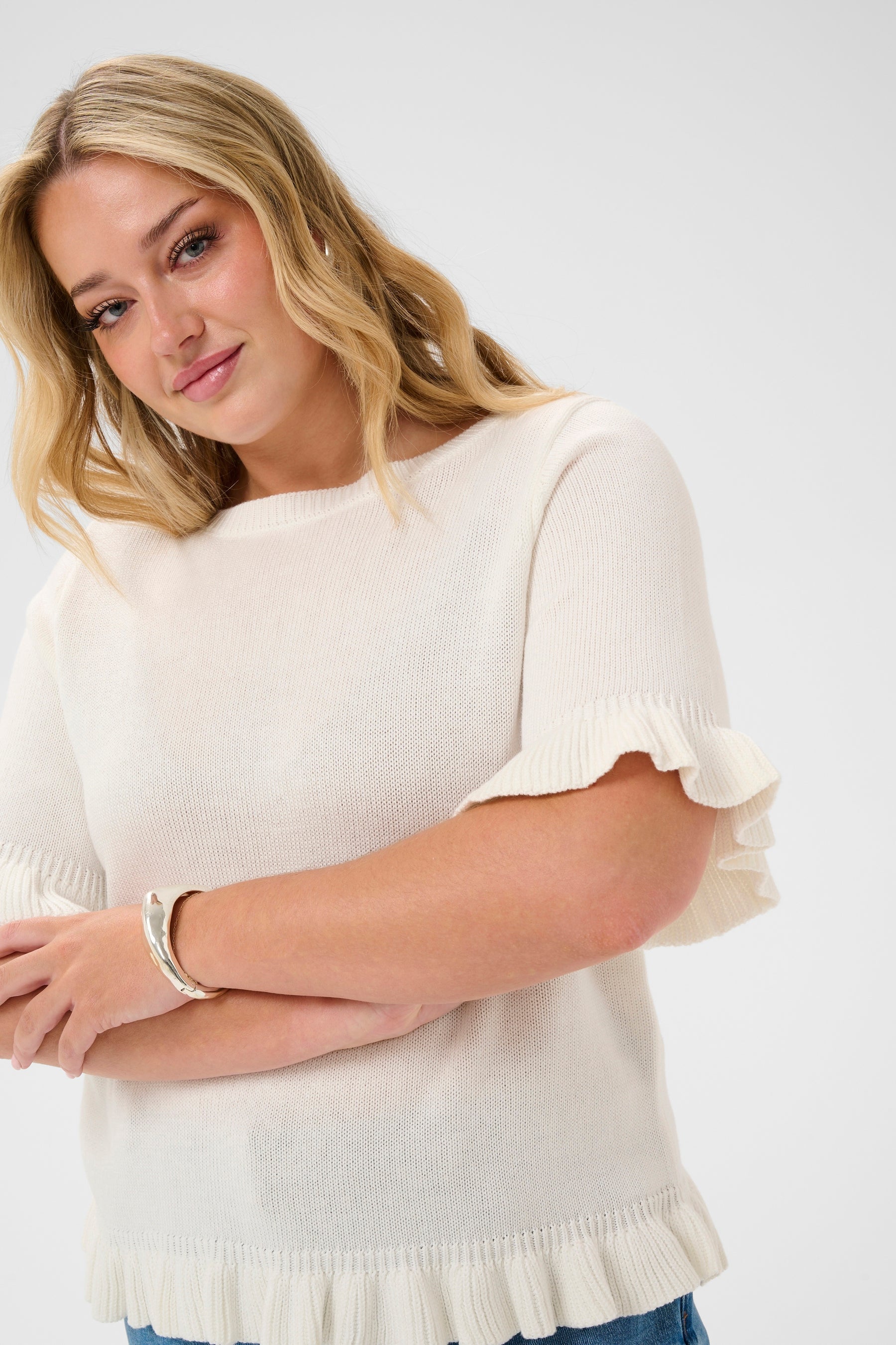 Kaffe Curve Lindsy Top in White 