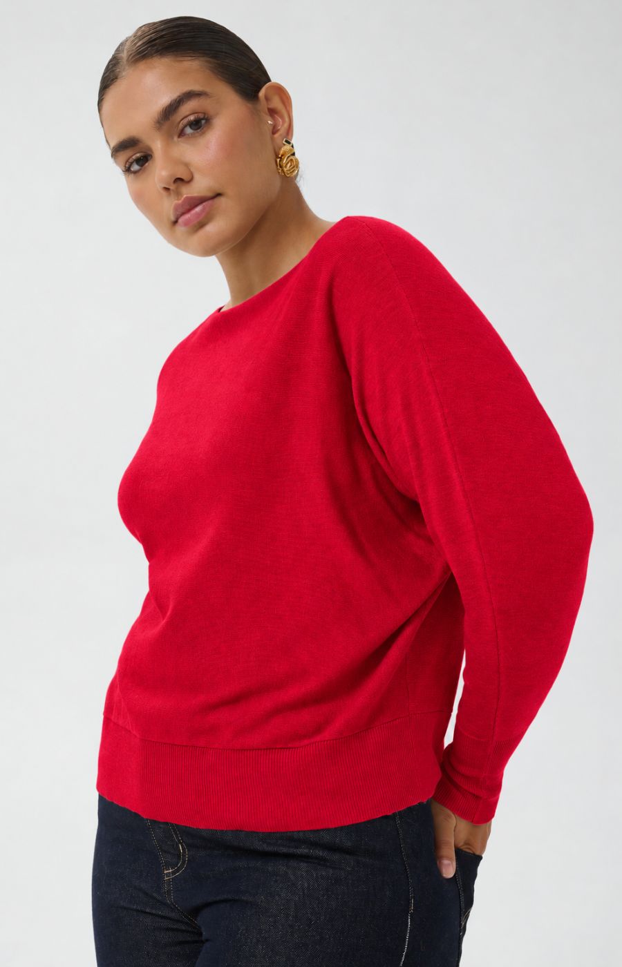 Kaffe Curve Lizzy Batwing Knit in Crimson 