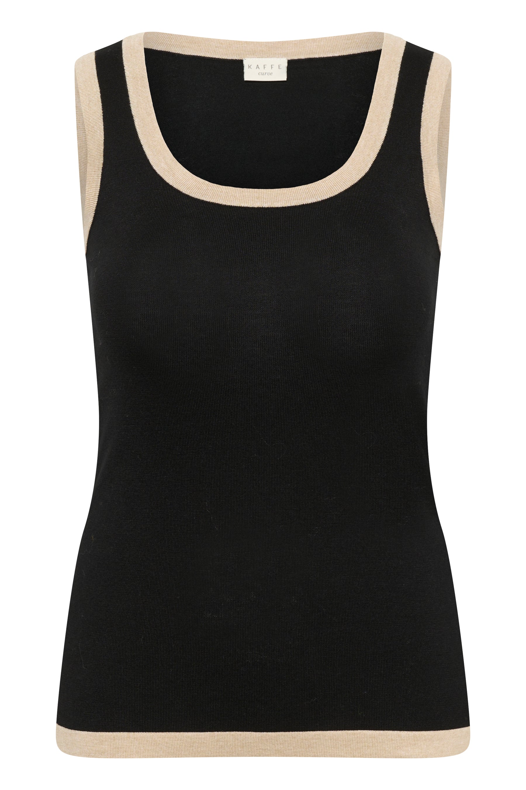 Kaffe Curve Lizzy Contrast Edge Knit Top in Black 