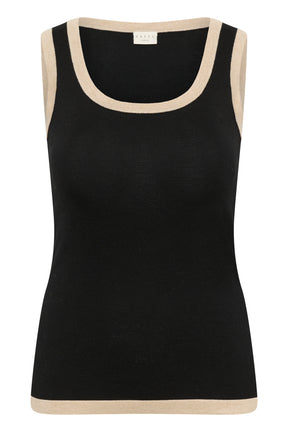 Kaffe Curve Lizzy Contrast Edge Knit Top in Black 