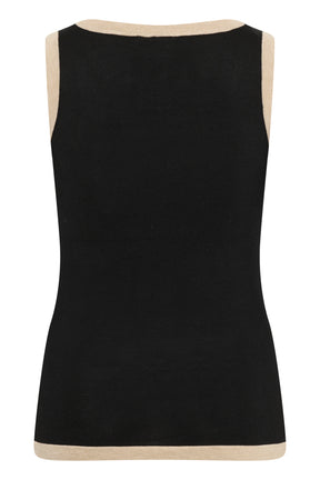 Kaffe Curve Lizzy Contrast Edge Knit Top in Black 