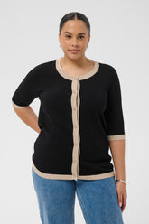 Kaffe Curve Lizzy Contrasting Edge Cardigan in Black 